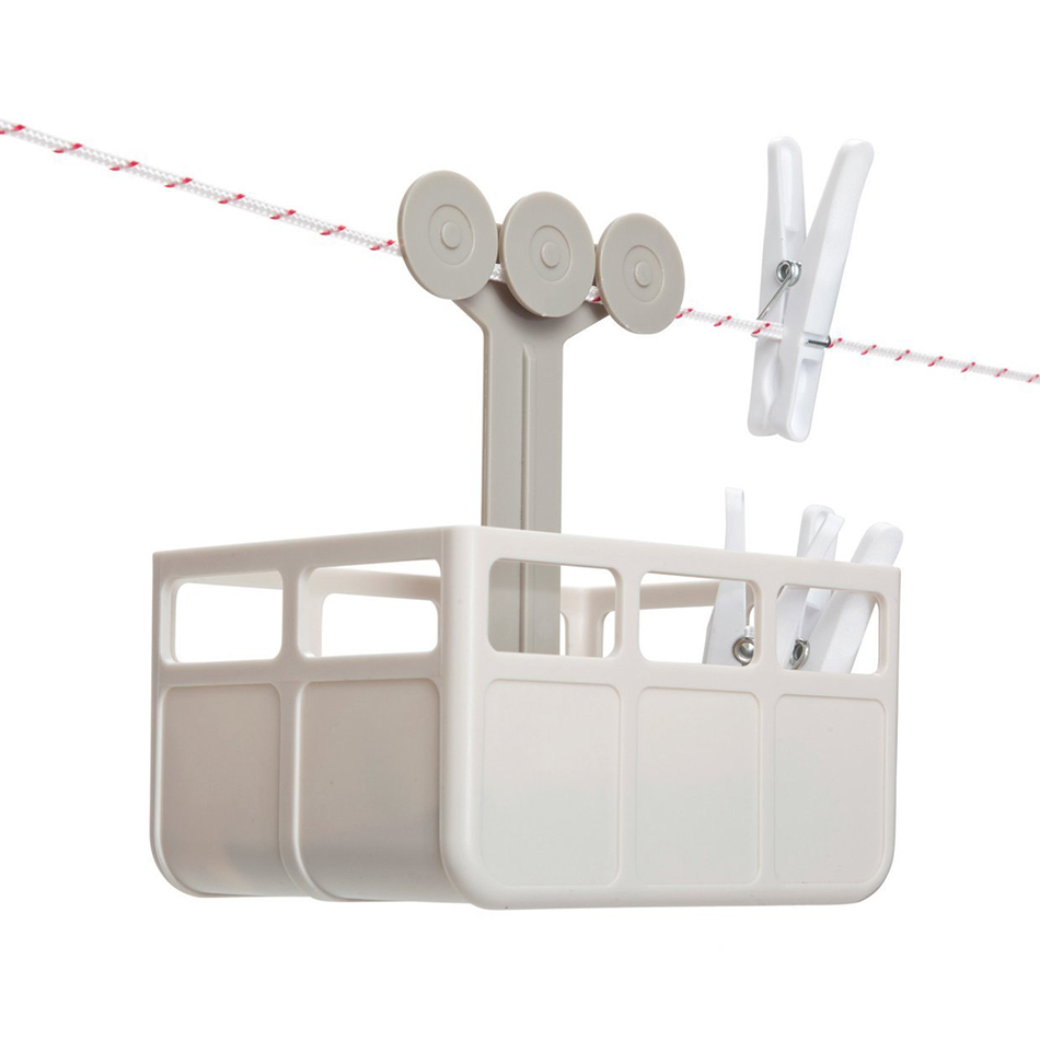 Cabina Clothesline Peg Basket & Holder (Stone)