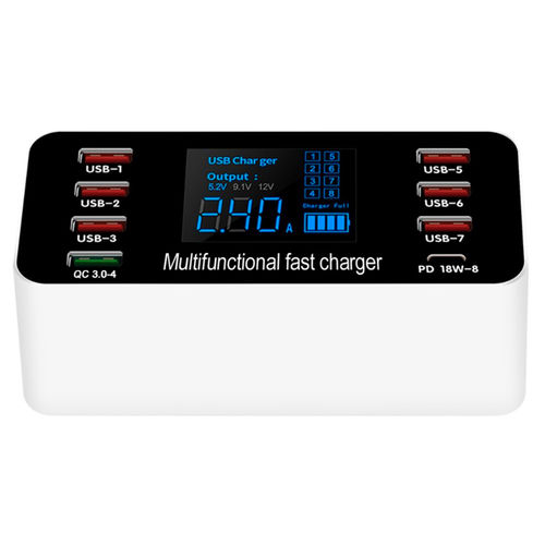 A9P 60W (8-Port) USB Type-C (PD) Fast Charging Station / LED Voltage / QC 4.0