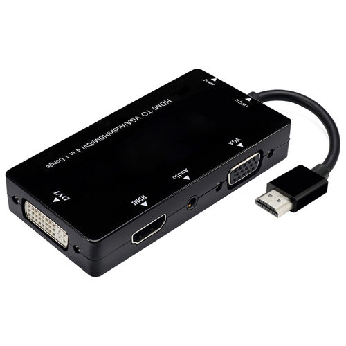 (4-in-1) HDMI to (Female) HDMI / VGA / DVI / 3.5mm Audio Adapter Cable - Black