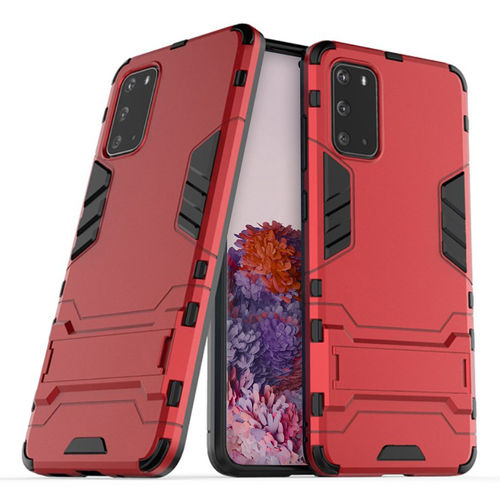 Slim Armour Tough Shockproof Case & Stand for Samsung Galaxy S20 - Red