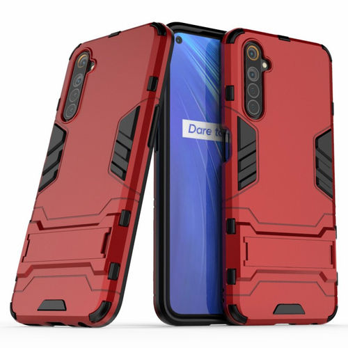 Slim Armour Tough Shockproof Case & Stand for realme 6 - Red