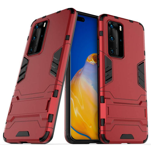 Slim Armour Tough Shockproof Case & Stand for Huawei P40 Pro - Red