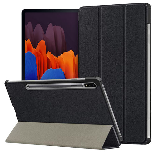 Trifold (Sleep/Wake) Smart Case & Stand for Samsung Galaxy Tab S7+ / S7 FE / S8+ (Black)