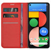 Leather Wallet Case & Card Holder Pouch for Google Pixel 4a 5G - Red