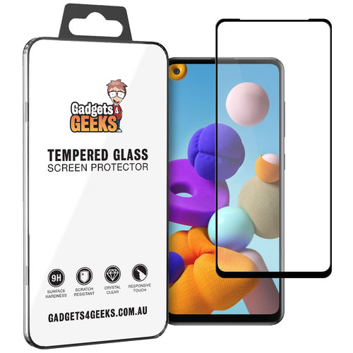 Full Coverage Tempered Glass Screen Protector for Samsung Galaxy A21s - Black
