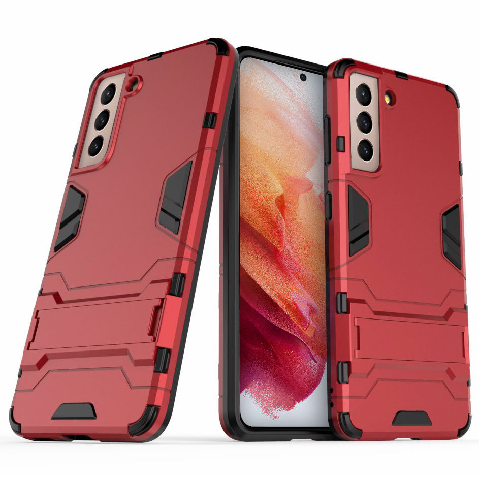 Slim Armour Tough Shockproof Case Stand for Samsung Galaxy S21 Red