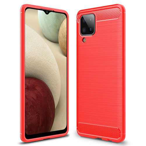 Flexi Slim Carbon Fibre Case for Samsung Galaxy A12 - Brushed Red