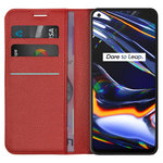 Leather Wallet Case & Card Holder Pouch for realme 7 Pro - Red