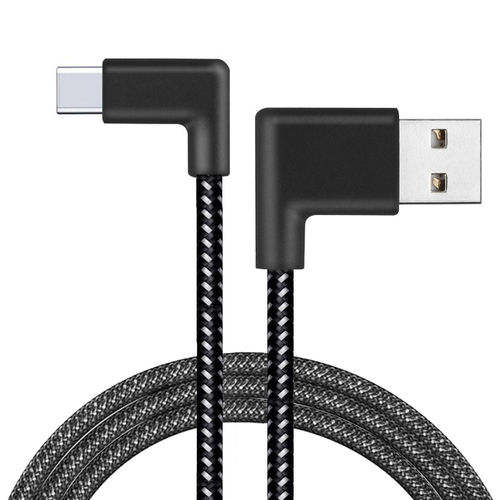 Double Right Angle (90 Degree) USB Type-C Charging Cable (2m) for Phone / Tablet