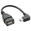 Left/Right (90 Degree) Mini-USB to USB-A 2.0 (Female) OTG Adapter Cable (14cm)