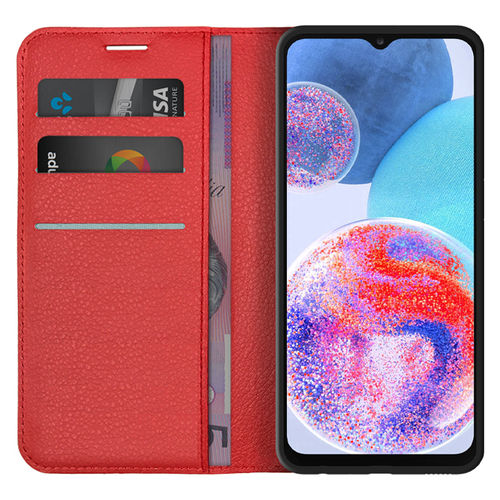 Leather Wallet Case & Card Holder Pouch for Samsung Galaxy A53 - Red