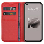 Leather Wallet Case & Card Holder Pouch for Asus Zenfone 9 / 10 - Red
