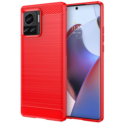 Flexi Slim Carbon Fibre Case for Motorola Edge 30 Ultra - Brushed Red