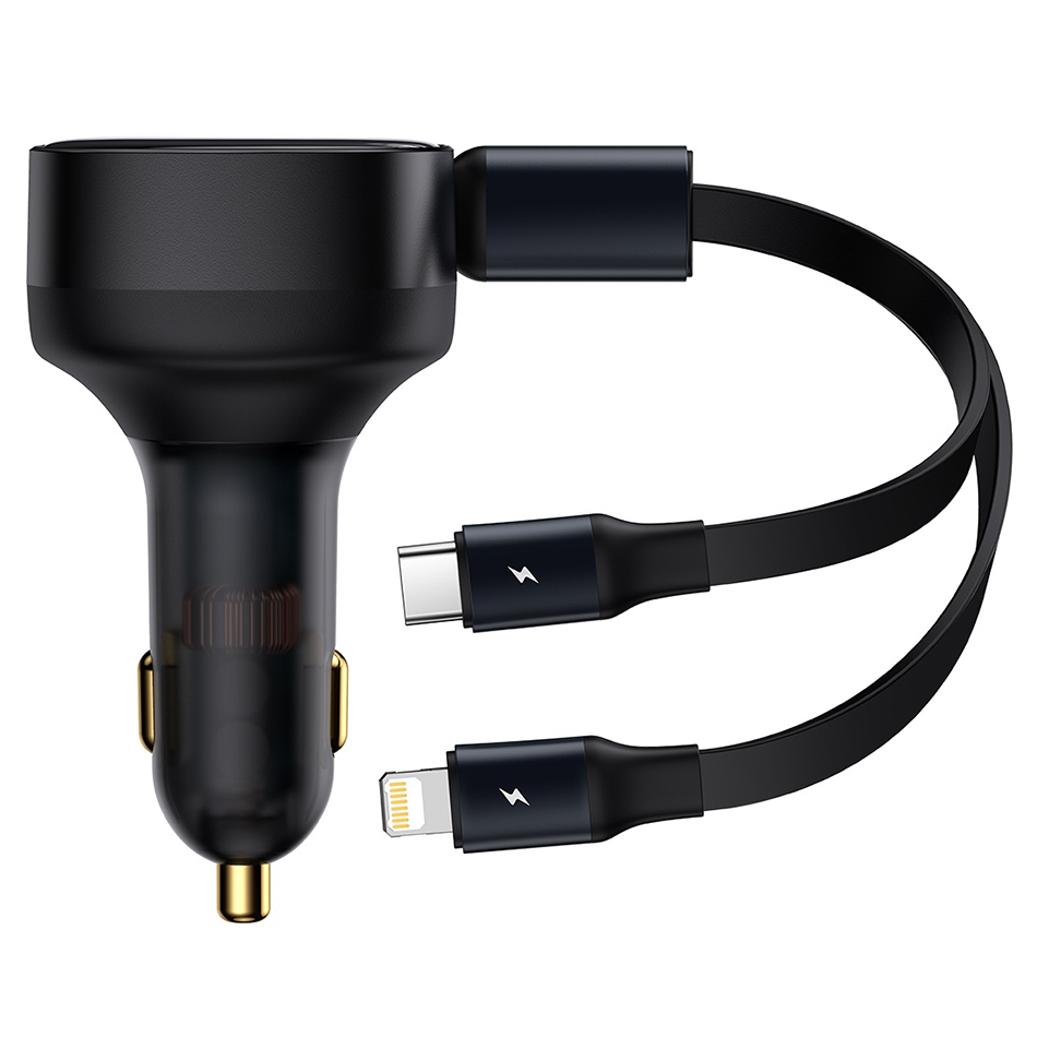 Baseus Enjoyment Retractable TypeC / Lightning Cable Car Charger