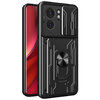 Heavy Duty Shockproof Slide Case / Card Holder / Camera Cover for Motorola Edge 40 - Black