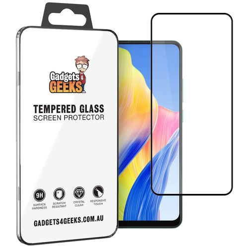 Full Coverage Tempered Glass Screen Protector for Oppo A78 4G - Black