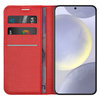Leather Wallet Case & Card Holder Pouch for Samsung Galaxy S24+ (Red)