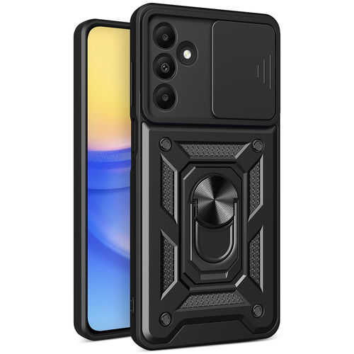 Heavy Duty Shockproof Case / Slide Camera Cover for Samsung Galaxy A15 5G - Black