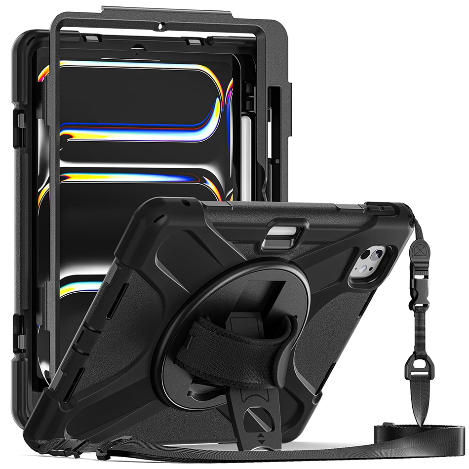 360 Hand Holder Shoulder Strap Shockproof Case for Apple iPad Pro  11-inch (M5 M4)