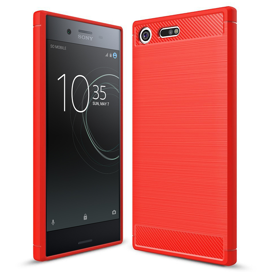 Flexi Slim Carbon Fibre Case For Sony Xperia Xz Premium Red