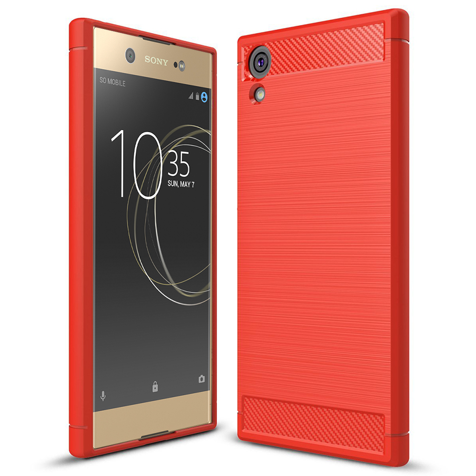 Flexi Slim Carbon Fibre Case For Sony Xperia Xa1 Ultra Red