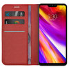 Leather Wallet Case & Card Holder Pouch for LG G7 ThinQ - Red