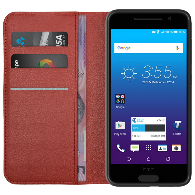 leather wallet case for telstra signature premium red