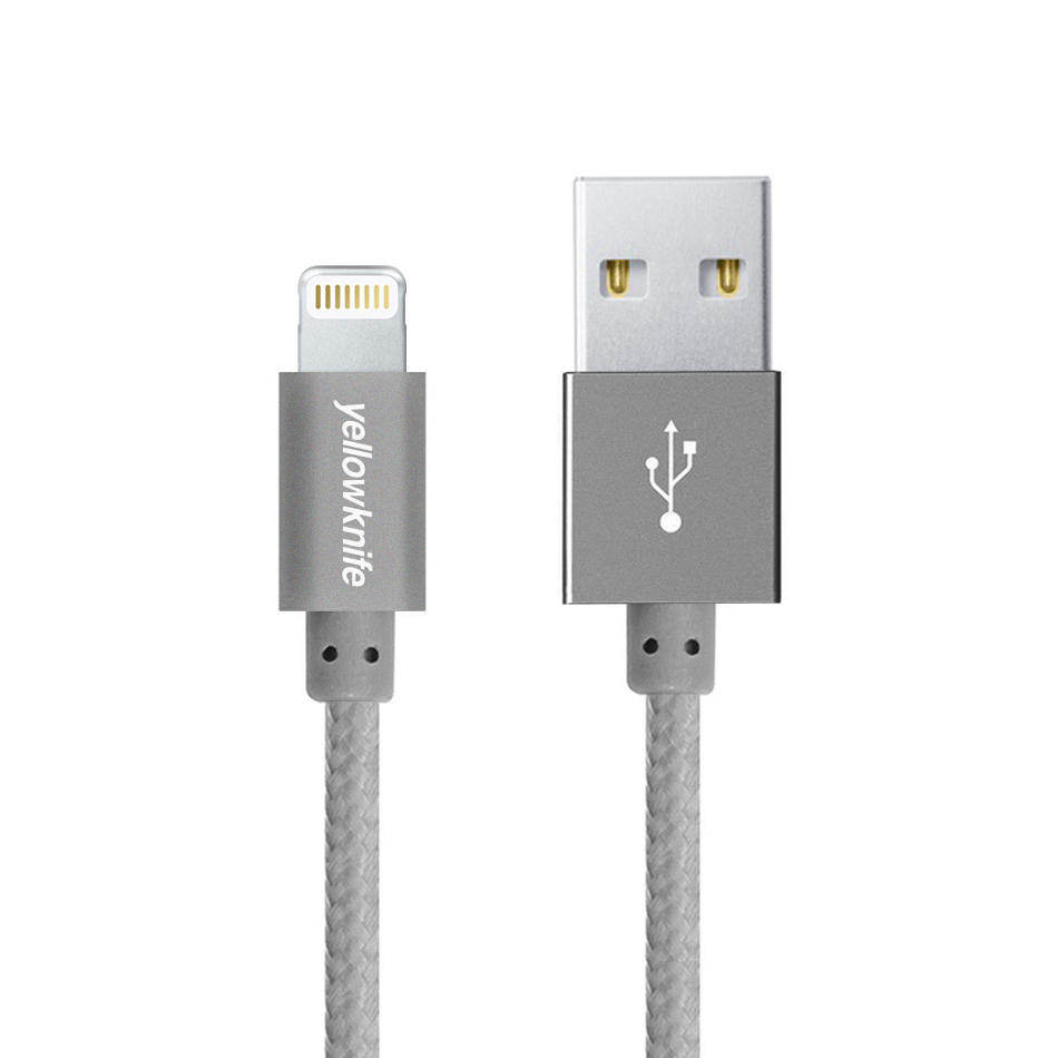 1m No Tangle Nylon Mfi Lightning Cable For Iphone Ipad Grey