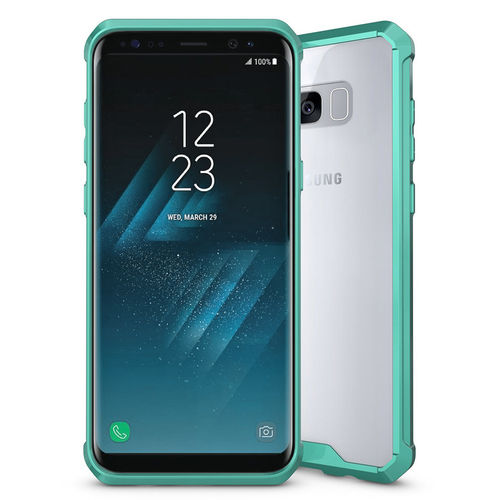 Hybrid Fusion Frame Shockproof Bumper Case for Samsung Galaxy S8 - Green (Clear)