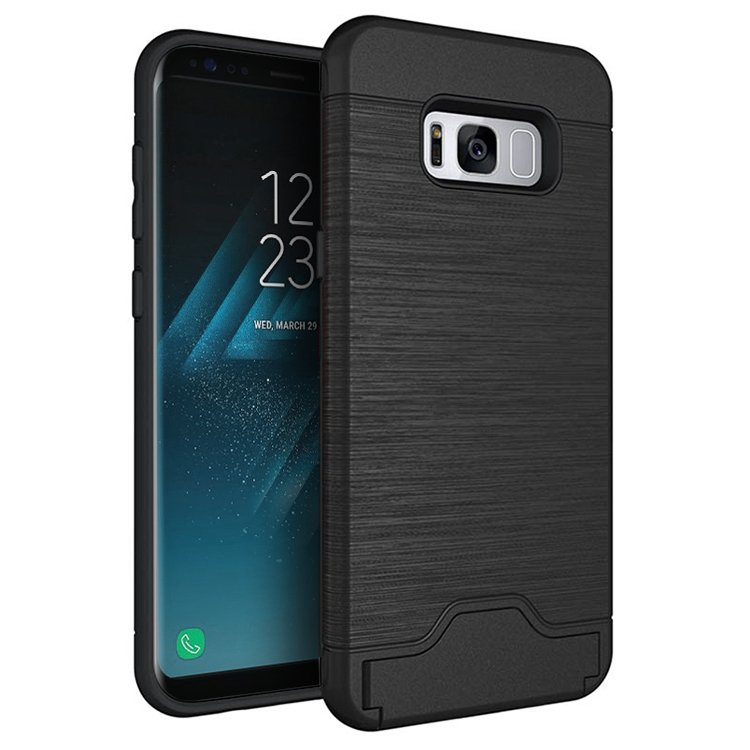 Dual Armour Tough Card Slot Case For Samsung Galaxy S8 Black