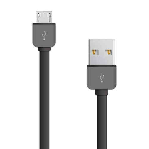(2-Pack) Flat Anti-Tangle Micro-USB Data Charging Cable (1m) - Black