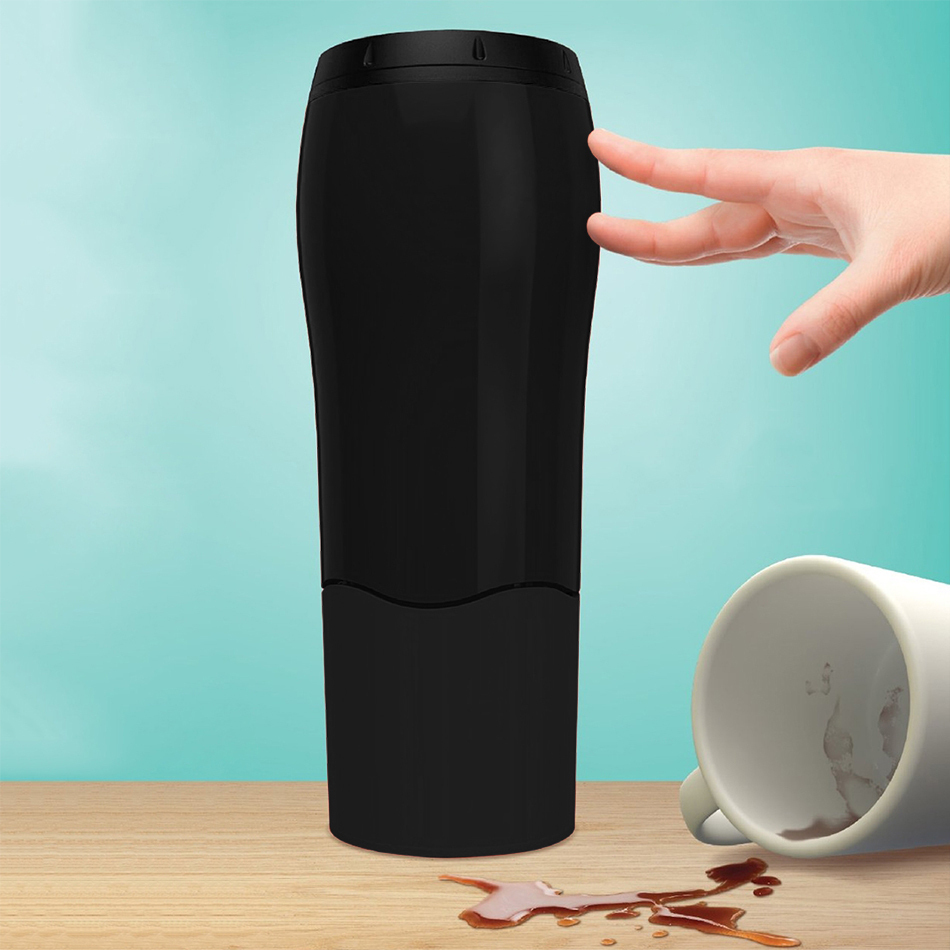Spill Proof Smart Grip Portable Travel Coffee Mug Black