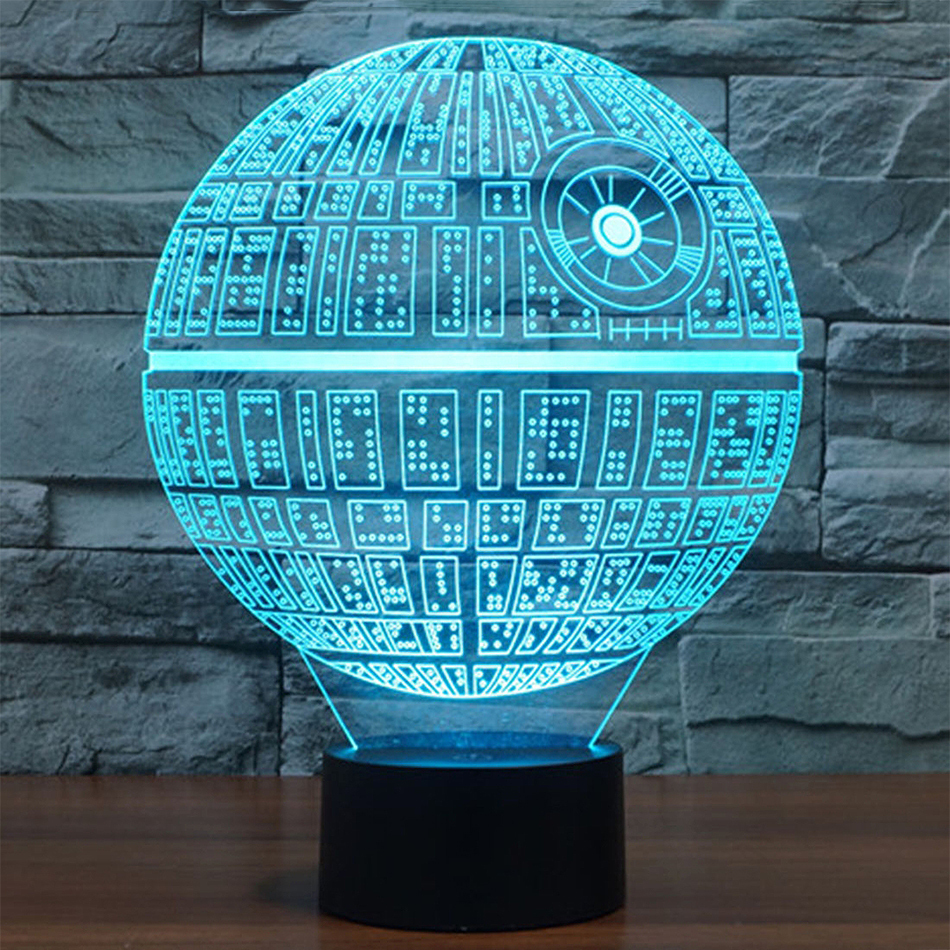 Star Wars Death Star 3D Acrylic LED 7 Color Night Light Touch Table Desk Lamp US