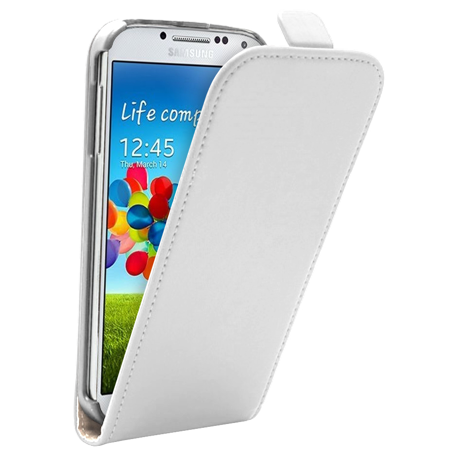 Sleep/Wake Vertical Leather Flip Case for Samsung Galaxy S4 White