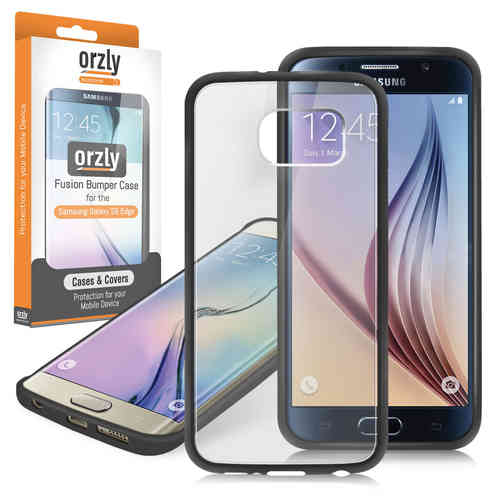 Orzly Fusion Bumper Case for Samsung Galaxy S6 Edge - Black (Clear)