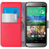 Orzly Leather Wallet Case & Card Holder Pouch for HTC One Mini 2 - Red
