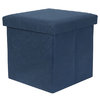 Present Time Foldable Foot Rest Stool / Storage Cube - Blue (Felt)