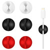 Silicone Adhesive Cable Clip Management Holders (6-Pack) - Black / White / Red