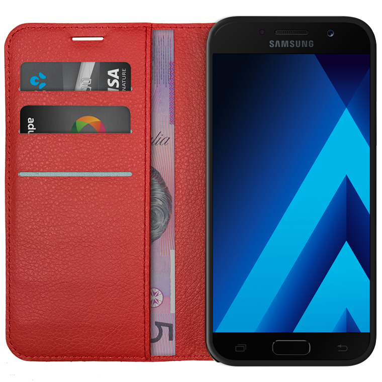 Leather Wallet Case For Samsung Galaxy A5 2017 Red