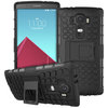 Dual Layer Rugged Tough Shockproof Case & Stand for LG G4 - Black
