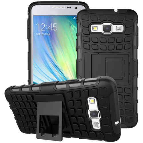 Dual Layer Tough Shockproof Case for Samsung Galaxy A3 (2015) - Black