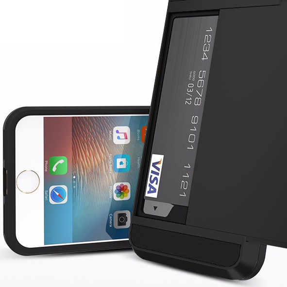 Tough Card Holder Slide Case iPhone 8 Plus / 7 Plus (Black)