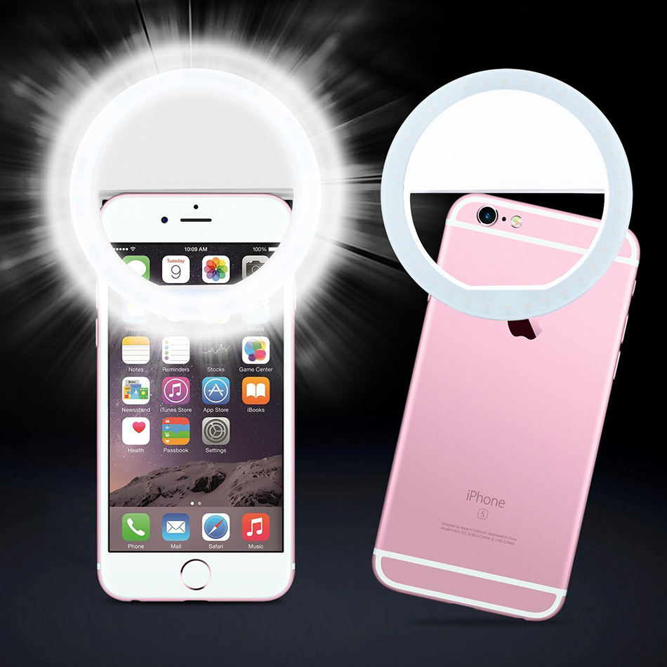 Rechargeable Bright LED Ring Selfie Light for Mobile Phones