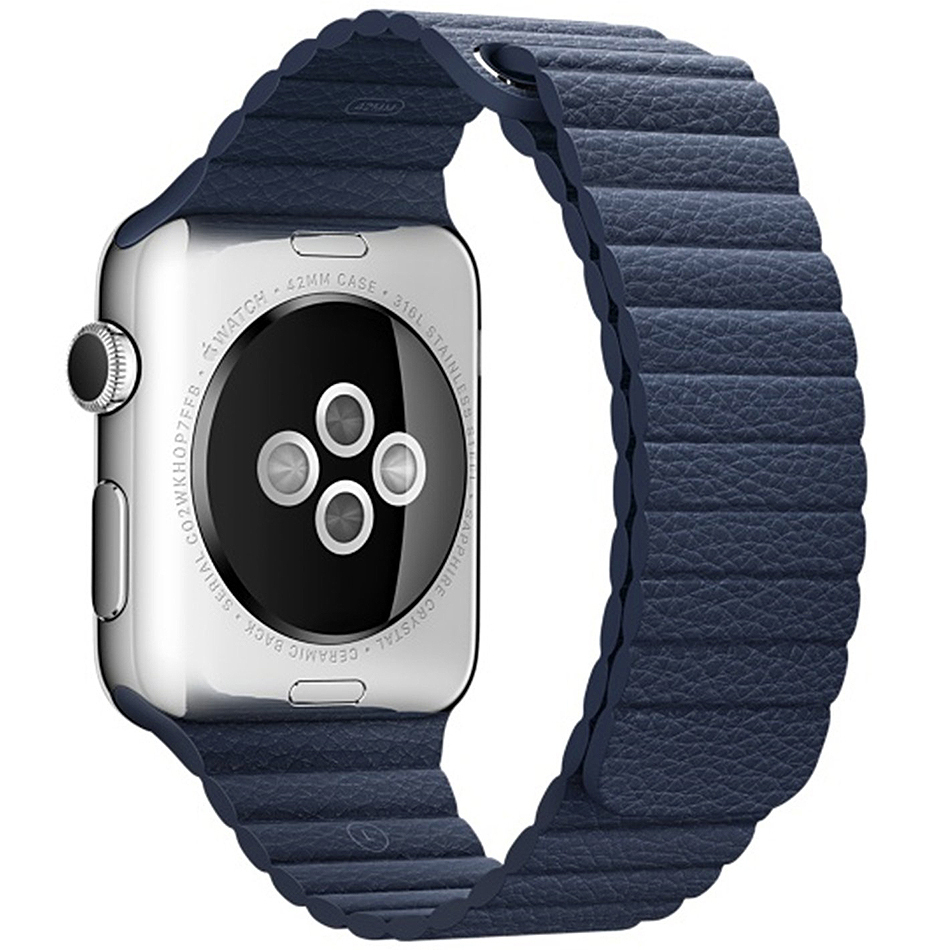 Blue Leather Loop Band Magnetic Strap - Apple Watch 42 / 44mm