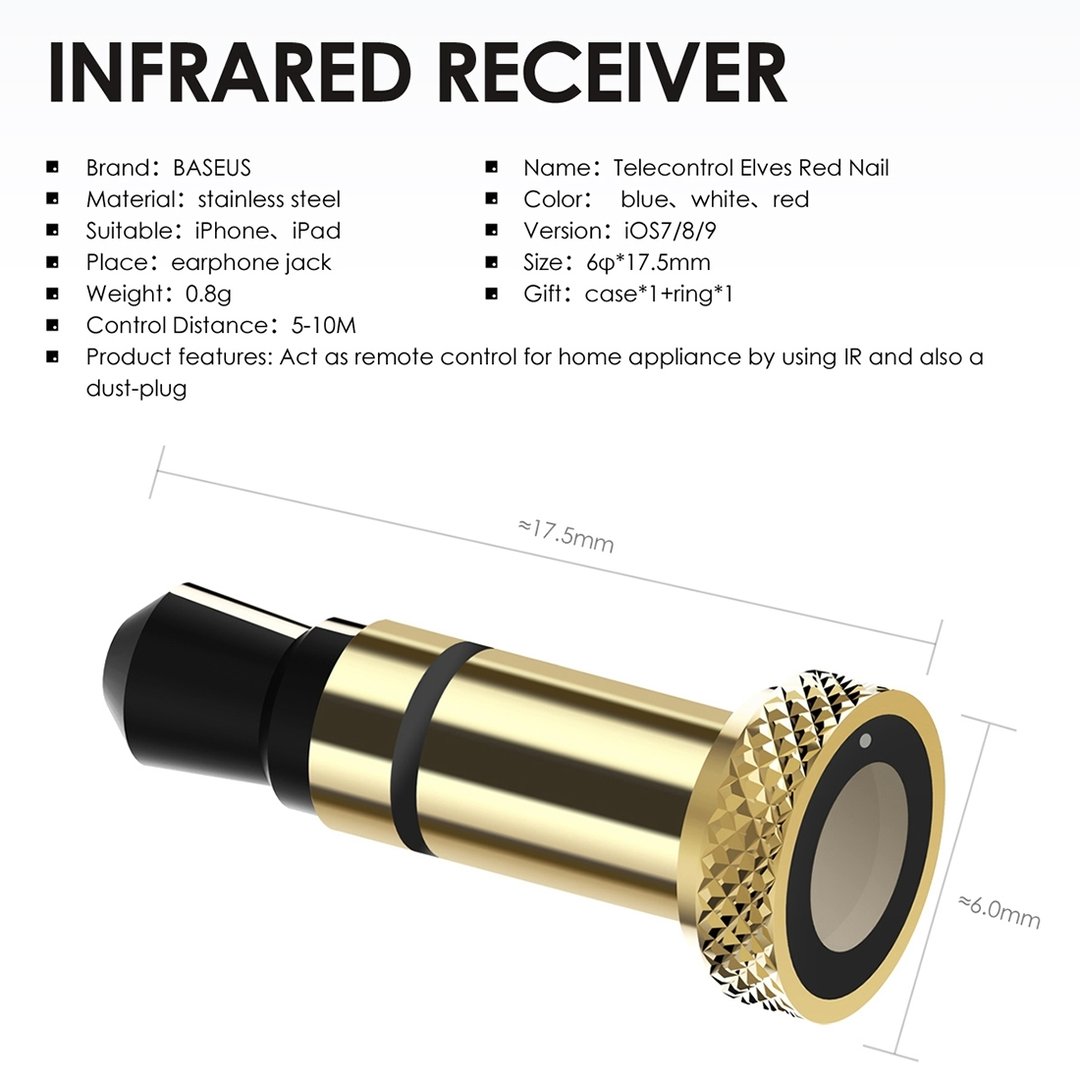 Baseus Headphone IR Infrared TV Remote Control iPhone / iPad