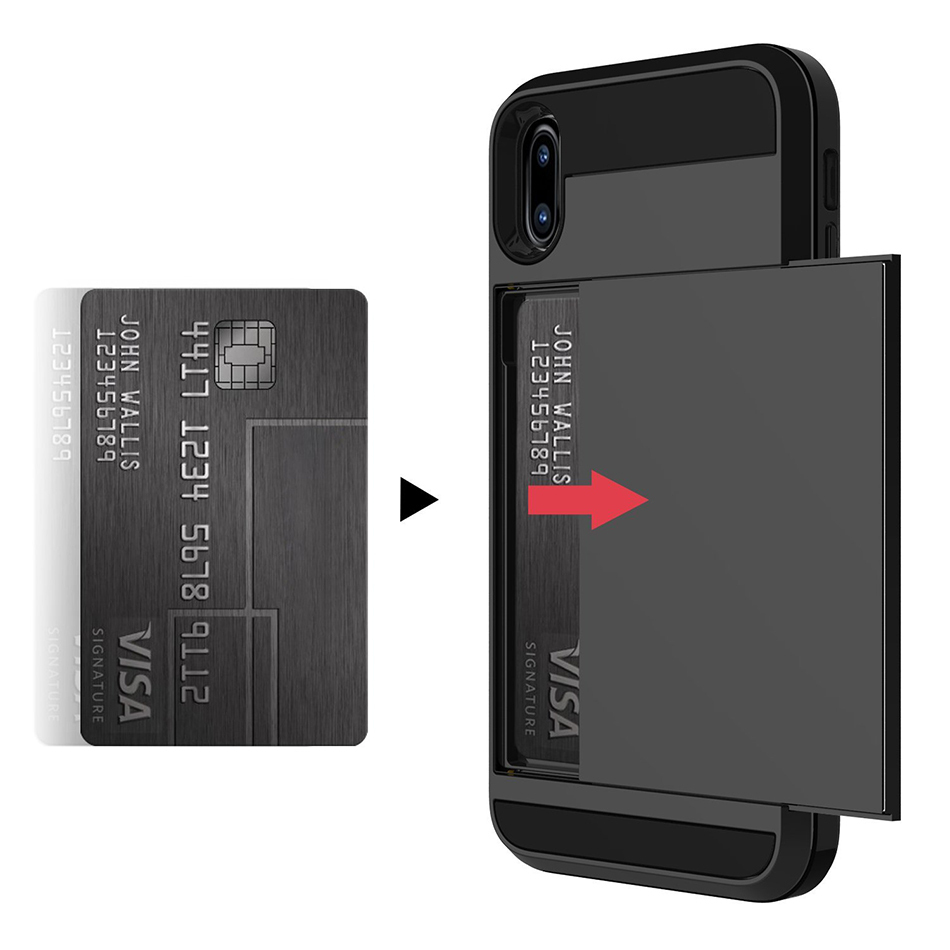Tough Armour Slide Card Holder Case - Apple iPhone Xs (Black)