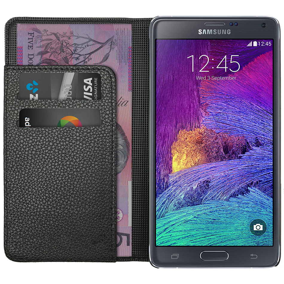 Leather Wallet Case For Samsung Galaxy Note 4 Black Leather Wallet Case Card Holder For Samsung Galaxy Note 4 Black