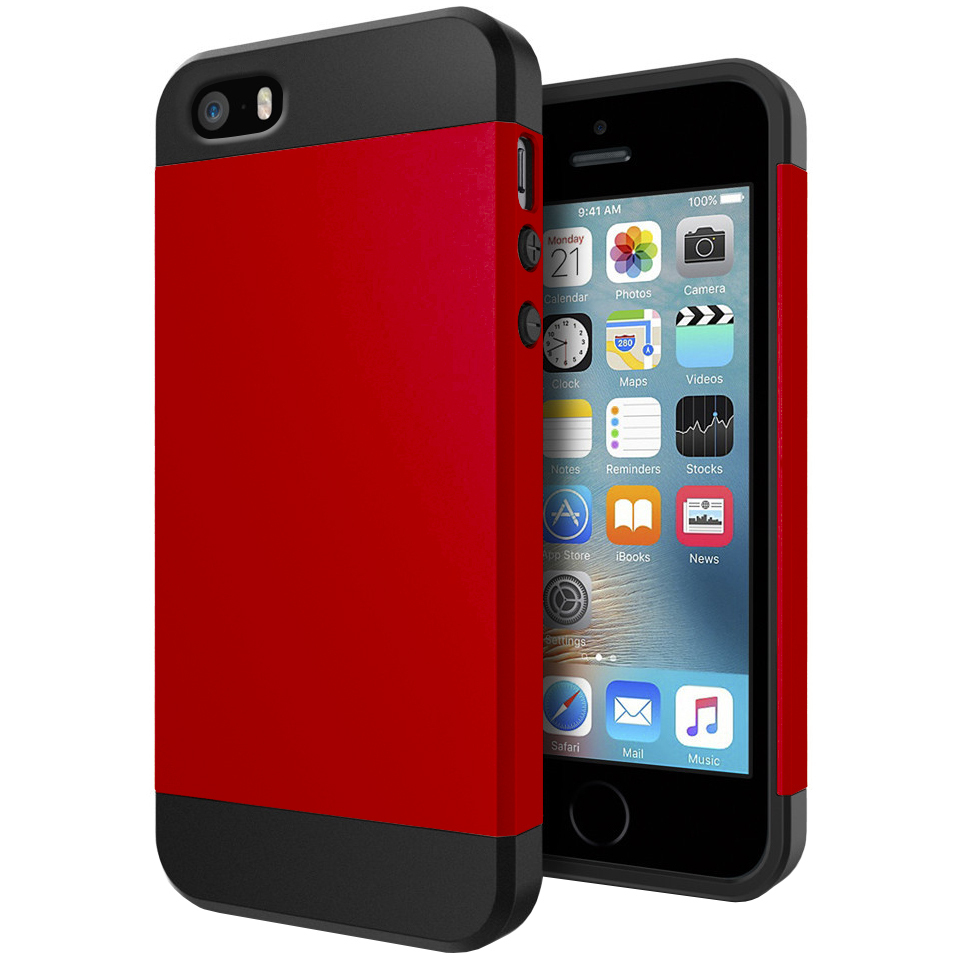 slim armour shockproof case apple iphone se 5s red
