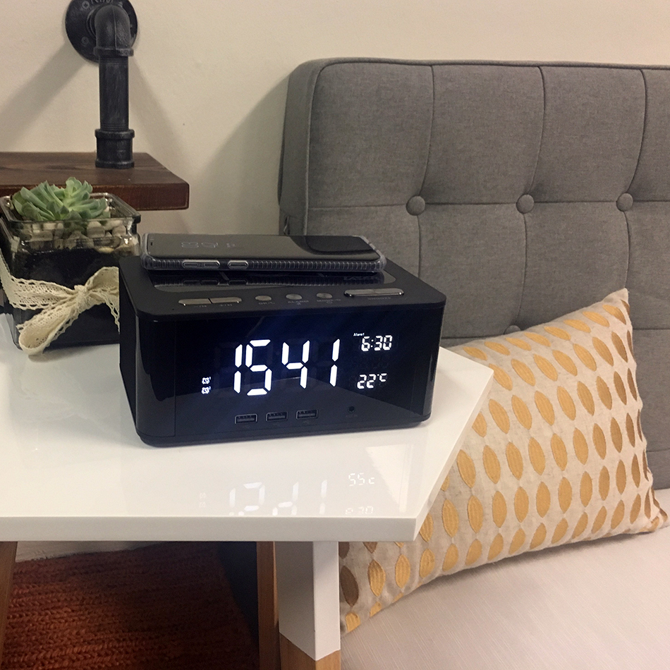 Qi Wireless Charging Alarm Clock Bluetooth Speaker Fm Radio Qi Wireless Charging Alarm Clock Bluetooth Speaker Fm Radio Usb