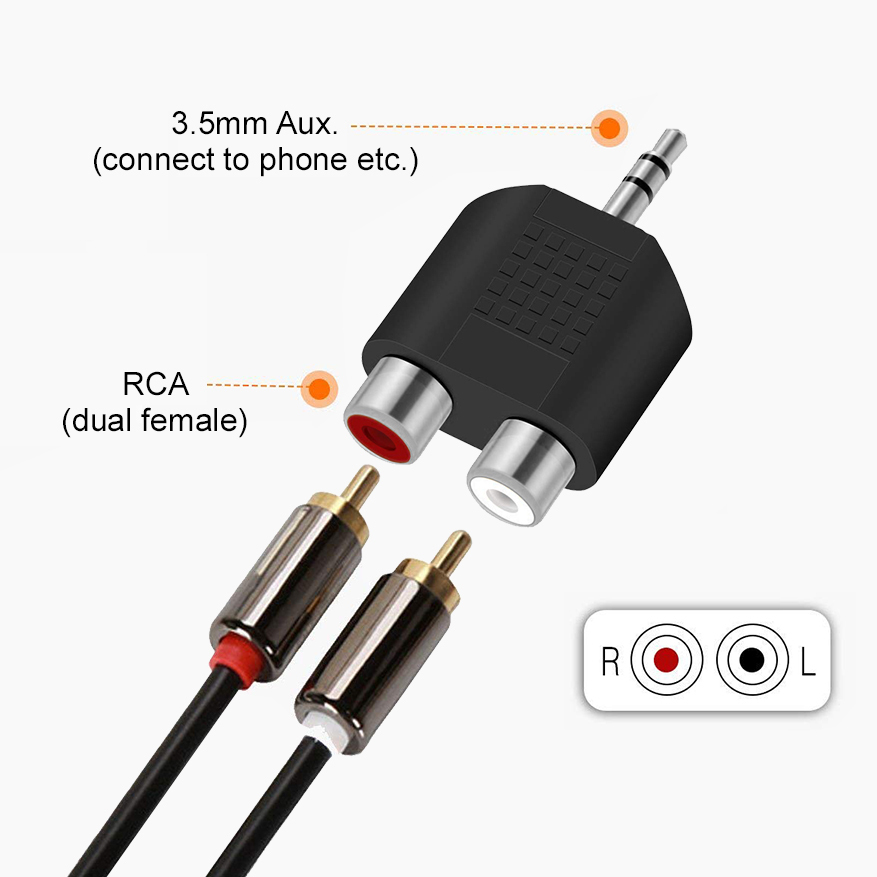 3.5mm Auxiliary Jack to RCA (Female) Audio Adapter